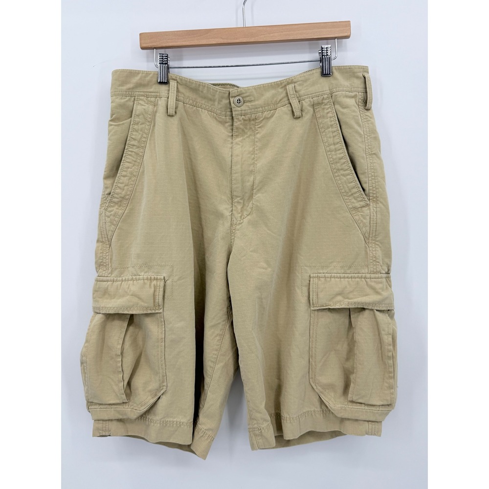 Tommy Bahama Cargo Shorts Mens 36 Khaki‎ Tan Silk Cotton Ripstop Relaxed Utility